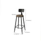 Industrial Faux Leather Dining Stools Armless Bar Stools with Black Metal Base