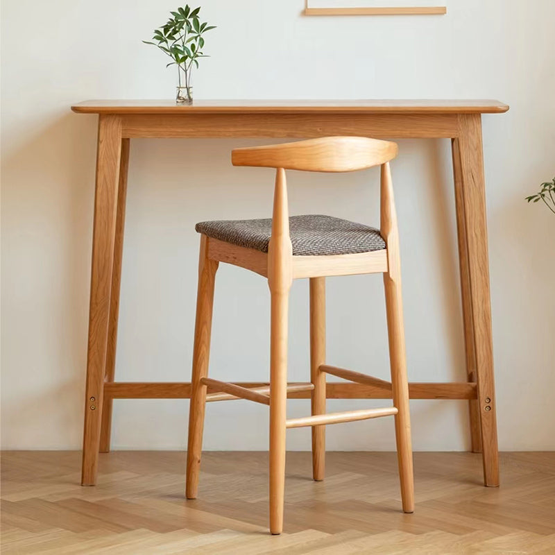 Juego de mesa de bar rectangular Glam, mesa de bar de madera maciza de roble de 1/2/3 piezas y taburetes en color natural