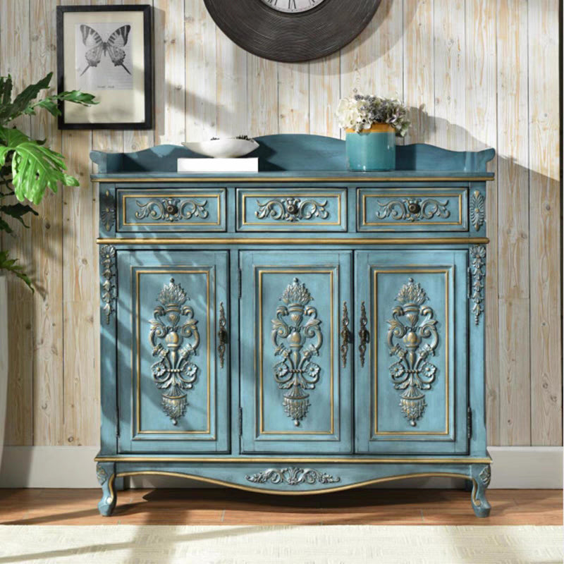 Industrial Rectangle Accent Cabinet Solid Wood Cabriole Legs Accent