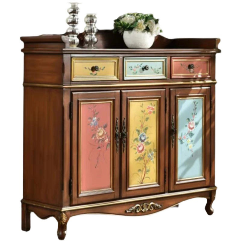 Industrial Rectangle Accent Cabinet Solid Wood Cabriole Legs Accent