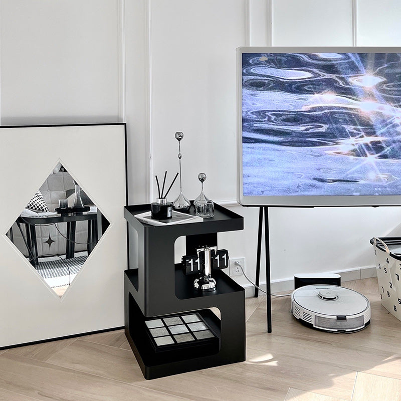 Tavolo da tavolo ad angolo contemporaneo largo da 15 "tavolo accento di archiviazione quadrata