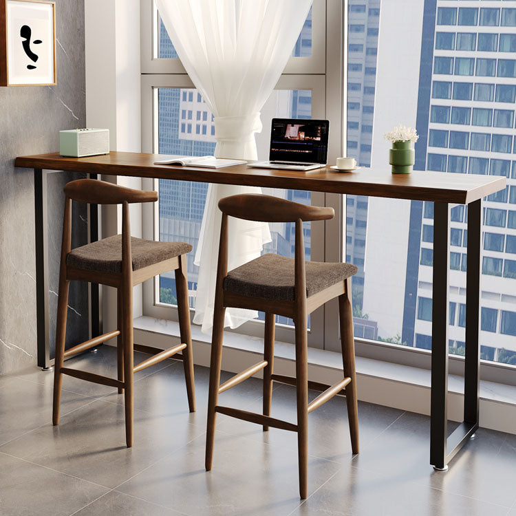 Solid Wood Dining Stools Scandinavian Bar Stools with Footrest