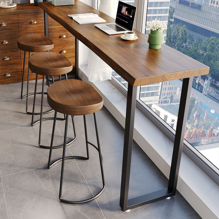 Solid Wood Dining Stools Scandinavian Bar Stools with Footrest