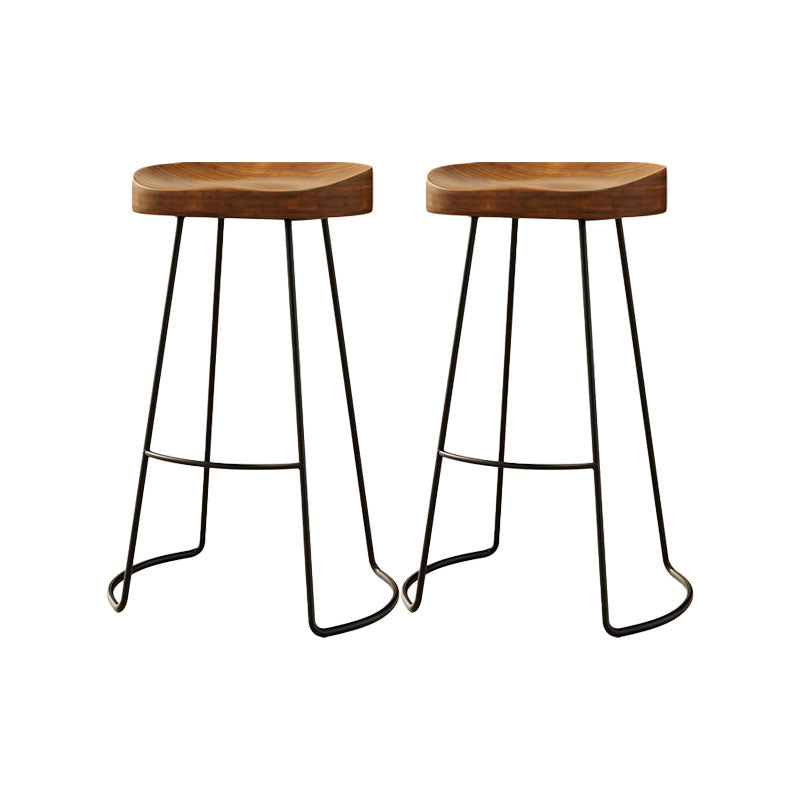 Solid Wood Dining Stools Scandinavian Bar Stools with Footrest