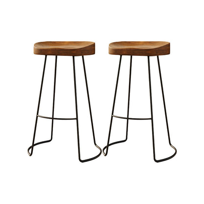 Solid Wood Dining Stools Scandinavian Bar Stools with Footrest