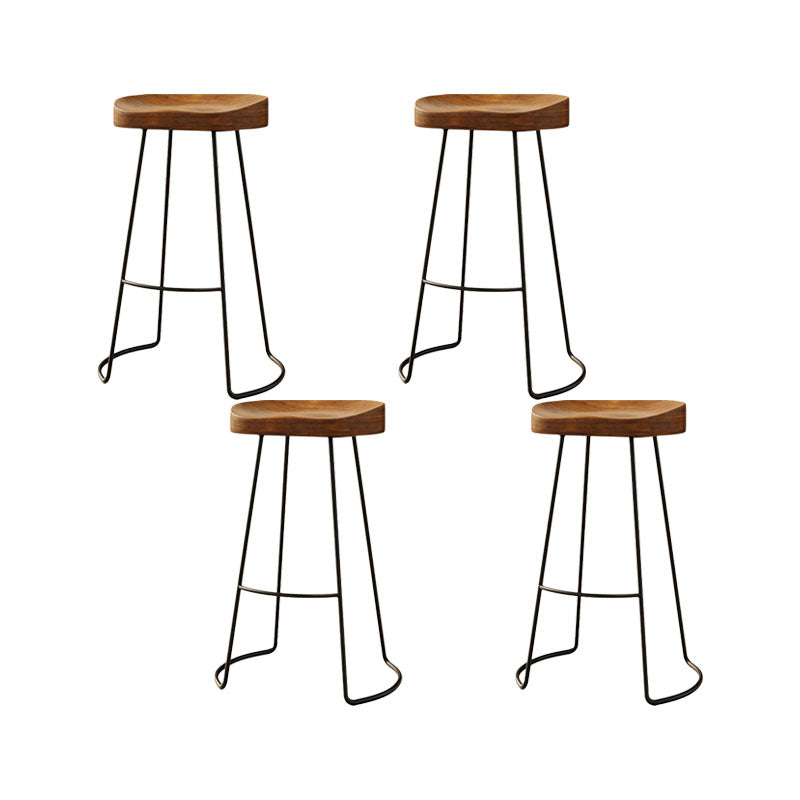 Solid Wood Dining Stools Scandinavian Bar Stools with Footrest