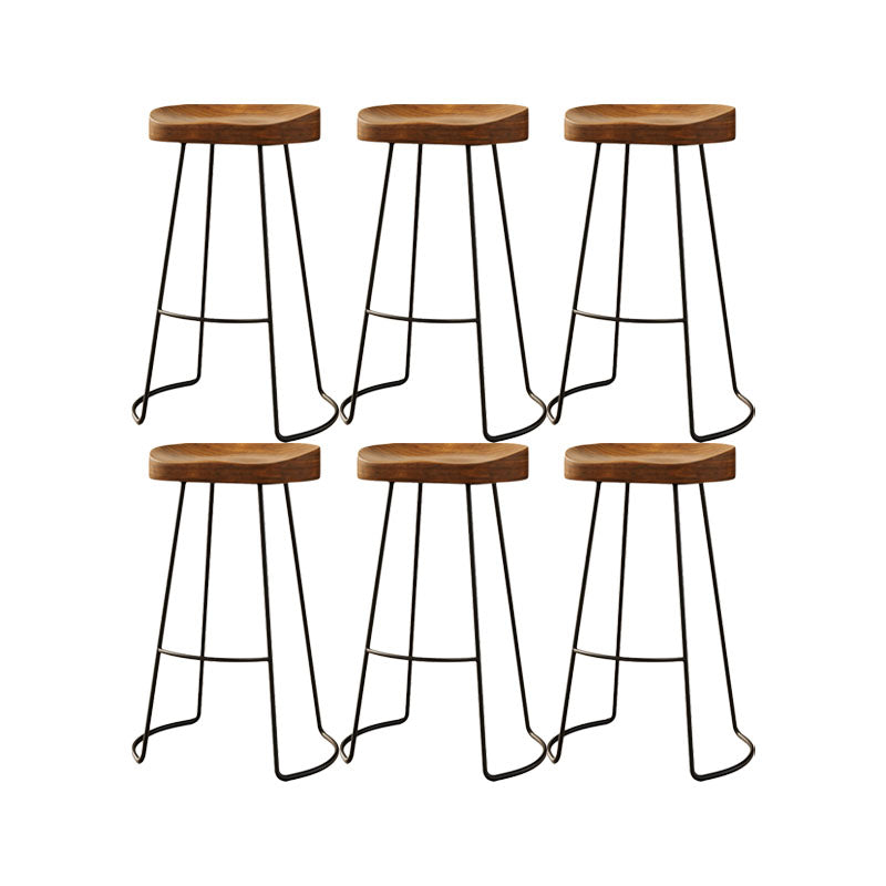 Solid Wood Dining Stools Scandinavian Bar Stools with Footrest