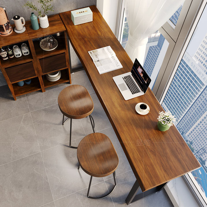 Solid Wood Dining Stools Scandinavian Bar Stools with Footrest