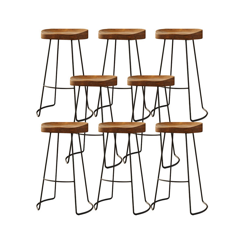 Solid Wood Dining Stools Scandinavian Bar Stools with Footrest