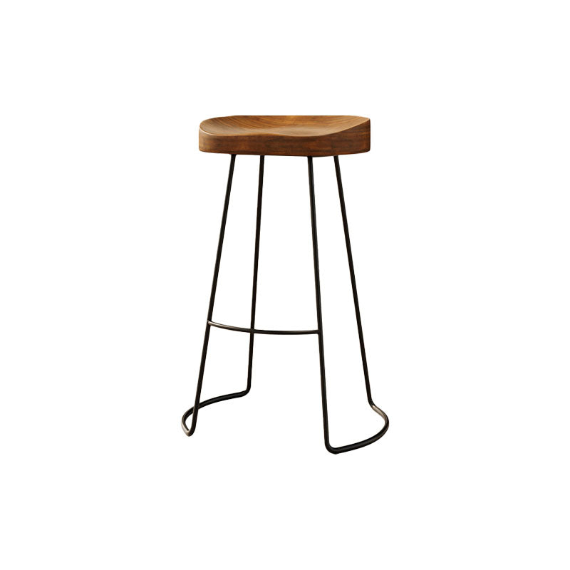 Solid Wood Dining Stools Scandinavian Bar Stools with Footrest
