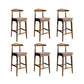 Solid Wood Dining Stools Scandinavian Bar Stools with Footrest