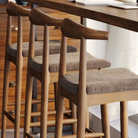 Solid Wood Dining Stools Scandinavian Bar Stools with Footrest
