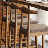 Solid Wood Dining Stools Scandinavian Bar Stools with Footrest