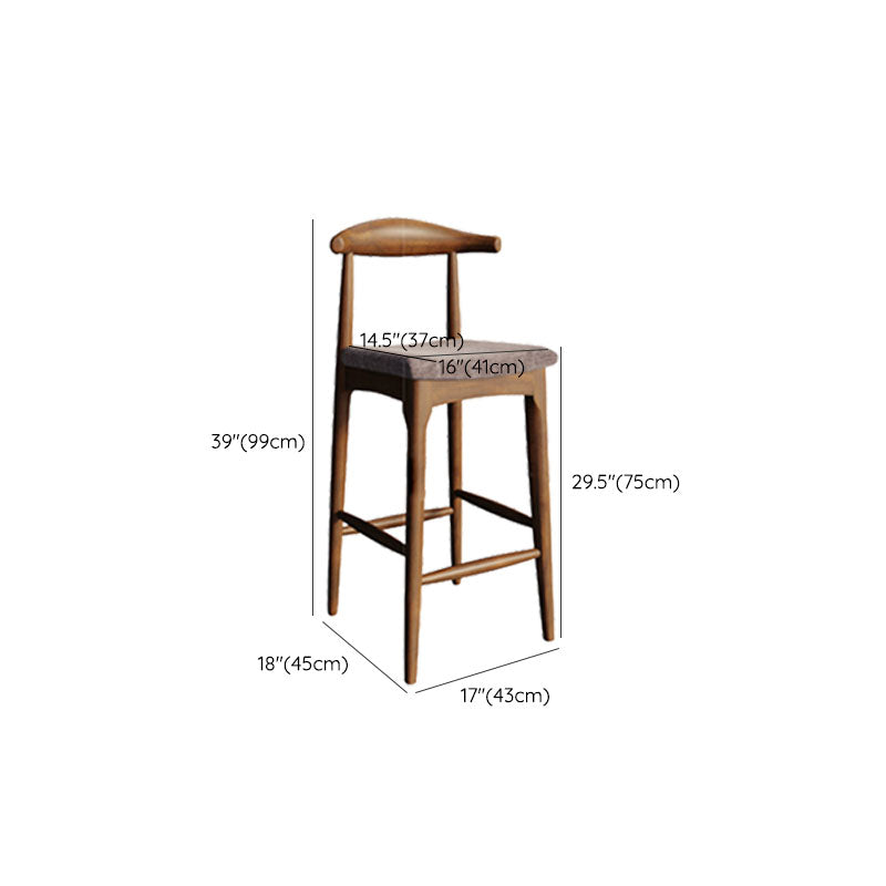 Solid Wood Dining Stools Scandinavian Bar Stools with Footrest