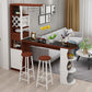 Modern Glass Bar Table Artificial Wood Base with Wine Cabinet for Balcony Dark Brown Without Chairs Clearhalo 'Bar Furniture' 'Bar Tables' 'bar_tables' 'furn' 'furn_bar_tables' 'Furniture' 'Kitchen & Dining Furniture' 7277102