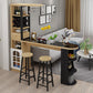 Modern Glass Bar Table Artificial Wood Base with Wine Cabinet for Balcony Natural Without Chairs Clearhalo 'Bar Furniture' 'Bar Tables' 'bar_tables' 'furn' 'furn_bar_tables' 'Furniture' 'Kitchen & Dining Furniture' 7277104