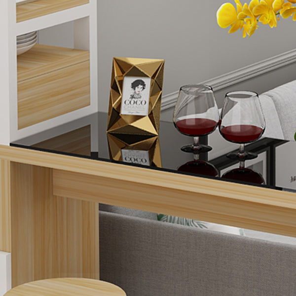Modern Glass Bar Table Artificial Wood Base with Wine Cabinet for Balcony Clearhalo 'Bar Furniture' 'Bar Tables' 'bar_tables' 'furn' 'furn_bar_tables' 'Furniture' 'Kitchen & Dining Furniture' 7277106