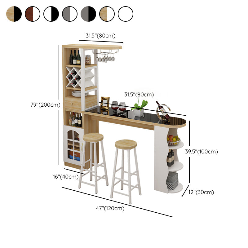 Modern Glass Bar Table Artificial Wood Base with Wine Cabinet for Balcony Clearhalo 'Bar Furniture' 'Bar Tables' 'bar_tables' 'furn' 'furn_bar_tables' 'Furniture' 'Kitchen & Dining Furniture' 7277109