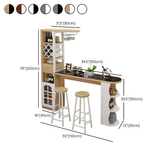Moderner Glasbartisch künstlicher Holzbasis mit Weinschrank für Balkon