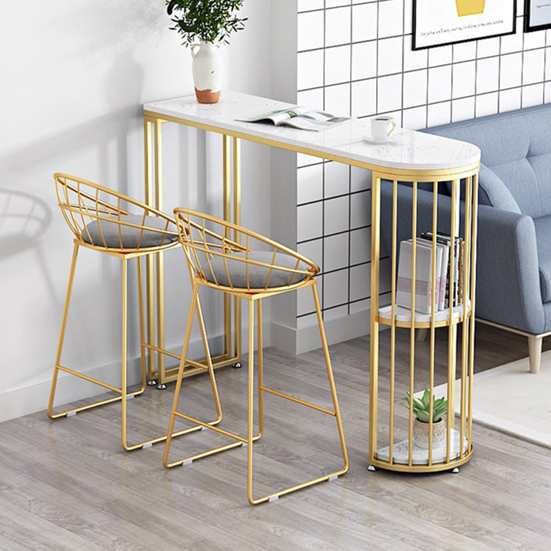 Glam Stone Bar Table Metal Base Storage Table for Living Room Clearhalo 'Bar Furniture' 'Bar Tables' 'bar_tables' 'furn' 'furn_bar_tables' 'Furniture' 'Kitchen & Dining Furniture' 7277156