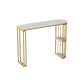 Glam Stone Bar Table Metal Base Storage Table for Living Room White-Gold Without Chairs Clearhalo 'Bar Furniture' 'Bar Tables' 'bar_tables' 'furn' 'furn_bar_tables' 'Furniture' 'Kitchen & Dining Furniture' 7277157