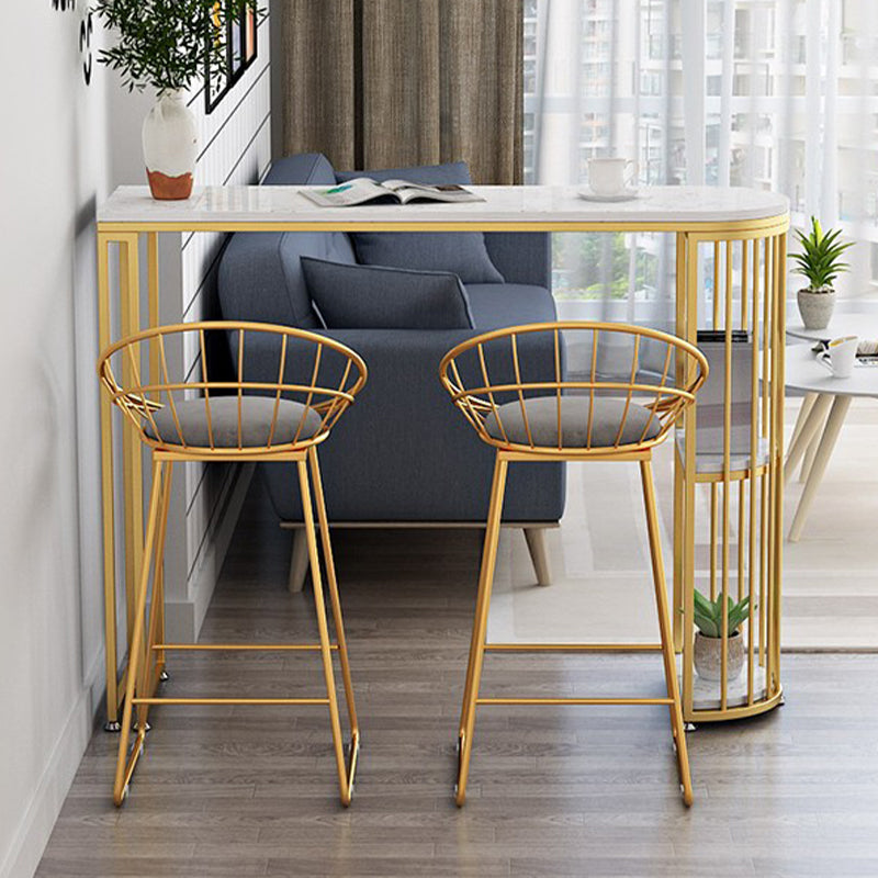 Glam Stone Bar Table Metal Base Storage Table for Living Room Clearhalo 'Bar Furniture' 'Bar Tables' 'bar_tables' 'furn' 'furn_bar_tables' 'Furniture' 'Kitchen & Dining Furniture' 7277159