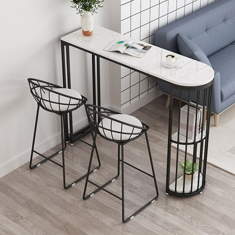 Glam Stone Bar Table Metal Base Storage Table for Living Room Clearhalo 'Bar Furniture' 'Bar Tables' 'bar_tables' 'furn' 'furn_bar_tables' 'Furniture' 'Kitchen & Dining Furniture' 7277160