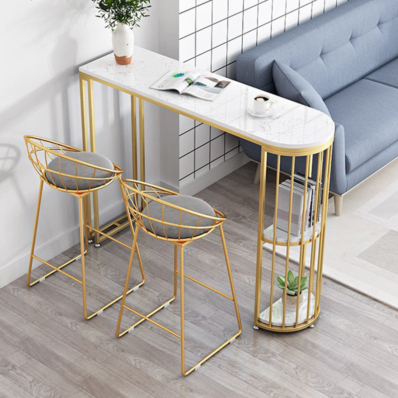 Glam Stone Bar Table Metal Base Storage Table for Living Room Clearhalo 'Bar Furniture' 'Bar Tables' 'bar_tables' 'furn' 'furn_bar_tables' 'Furniture' 'Kitchen & Dining Furniture' 7277161