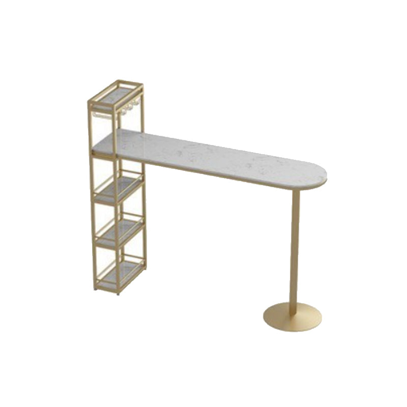Glam Stone Bar Table Metal Base with Wine Rack for Living Room Clearhalo 'Bar Furniture' 'Bar Tables' 'bar_tables' 'furn' 'furn_bar_tables' 'Furniture' 'Kitchen & Dining Furniture' 7277175