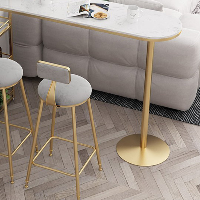 Glam Stone Bar Table Metal Base with Wine Rack for Living Room Clearhalo 'Bar Furniture' 'Bar Tables' 'bar_tables' 'furn' 'furn_bar_tables' 'Furniture' 'Kitchen & Dining Furniture' 7277176