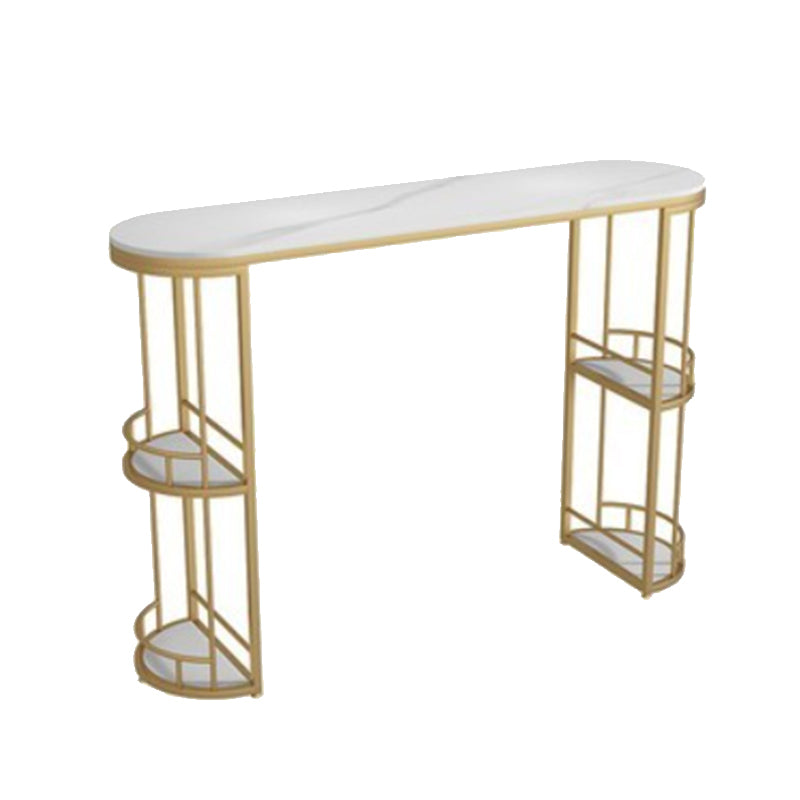 Moderne stenen ellips bartafel, opbergbare tafel voor de woonkamer