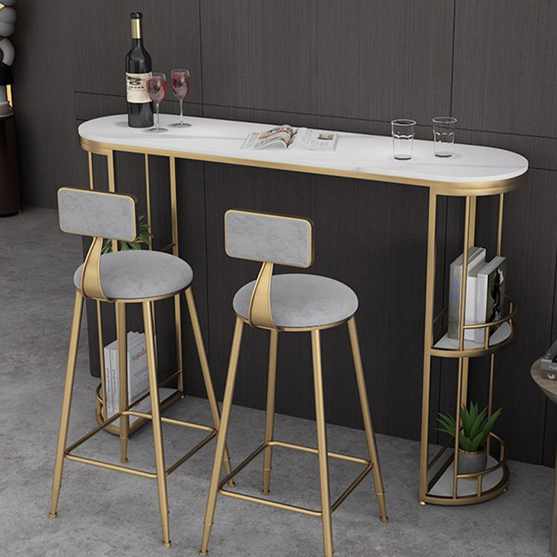 Moderne stenen ellips bartafel, opbergbare tafel voor de woonkamer