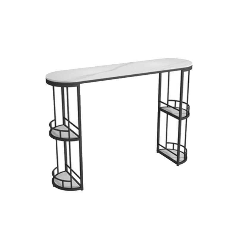 Moderne stenen ellips bartafel, opbergbare tafel voor de woonkamer