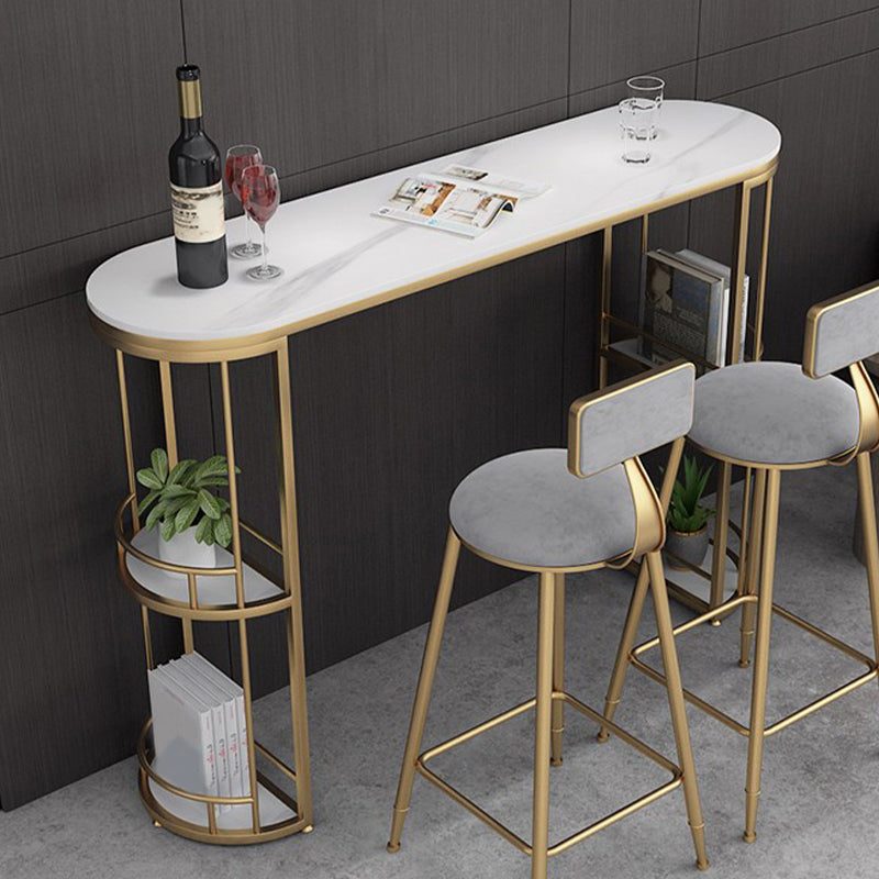 Moderne stenen ellips bartafel, opbergbare tafel voor de woonkamer