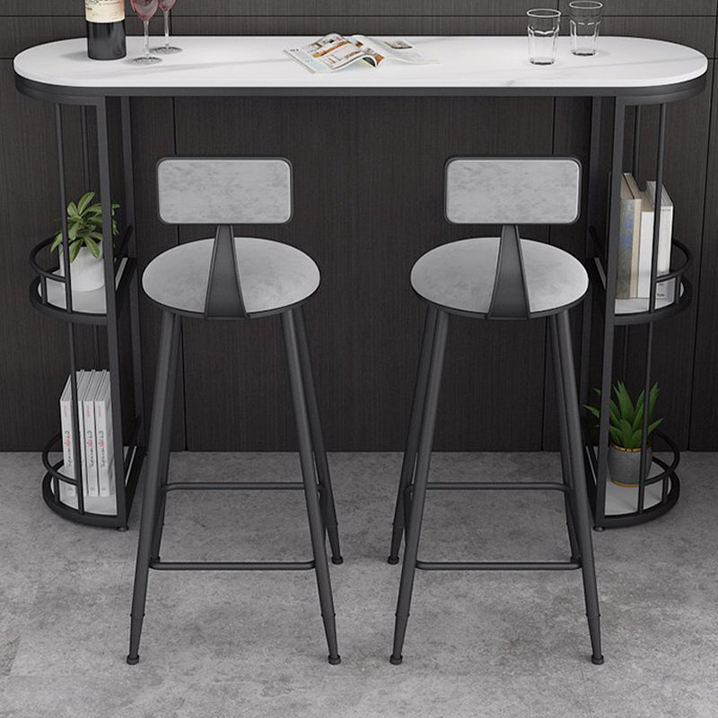 Moderne stenen ellips bartafel, opbergbare tafel voor de woonkamer