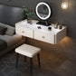 Contemporary Double Drawers Make-up Vanity Marble Makeup Vanity Desk Table Makeup Vanity & Mirror & Stools 31"L x 17"W x 7"H Off-White Clearhalo 'Bedroom Furniture' 'furn' 'furn_makeup_vanities' 'Furniture' 'Makeup Vanities' 'makeup_vanities' 7277288