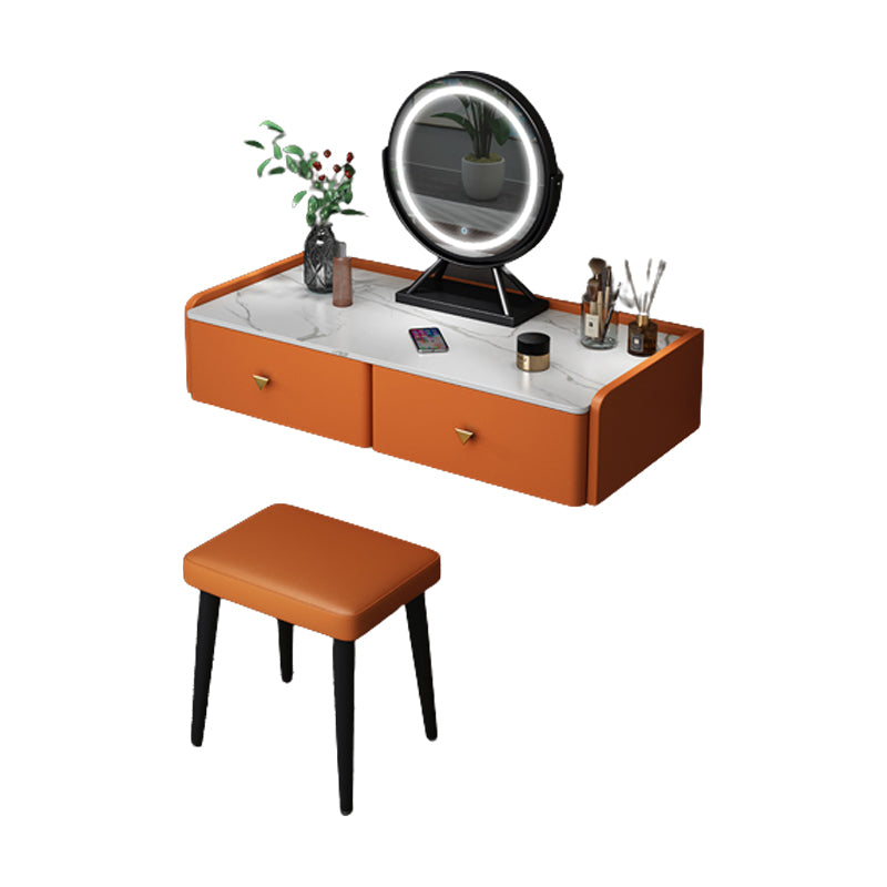 Contemporary Double Drawers Make-up Vanity Marble Makeup Vanity Desk Table Clearhalo 'Bedroom Furniture' 'furn' 'furn_makeup_vanities' 'Furniture' 'Makeup Vanities' 'makeup_vanities' 7277293