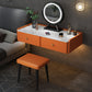 Contemporary Double Drawers Make-up Vanity Marble Makeup Vanity Desk Table Makeup Vanity & Mirror & Stools 39"L x 17"W x 7"H Orange Clearhalo 'Bedroom Furniture' 'furn' 'furn_makeup_vanities' 'Furniture' 'Makeup Vanities' 'makeup_vanities' 7277296