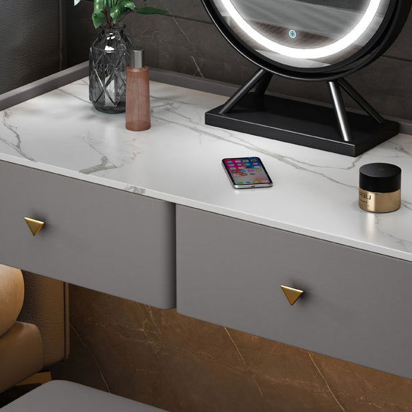 Contemporary Double Drawers Make-up Vanity Marble Makeup Vanity Desk Table Clearhalo 'Bedroom Furniture' 'furn' 'furn_makeup_vanities' 'Furniture' 'Makeup Vanities' 'makeup_vanities' 7277299