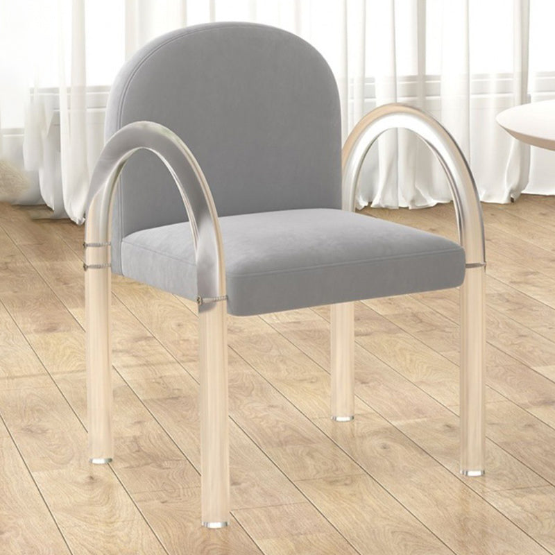 Modern Simple Arm Chair Plastic Frame Dining Chair for Dining Room Grey 1 Piece Clearhalo 'Dining Chairs' 'Dining Tables & Seating' 'dining_chair' 'furn' 'furn_dining_chair' 'Furniture' 'Kitchen & Dining Furniture' 7277546
