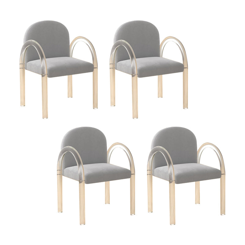 Modern Simple Arm Chair Plastic Frame Dining Chair for Dining Room Grey 4 Piece Set Clearhalo 'Dining Chairs' 'Dining Tables & Seating' 'dining_chair' 'furn' 'furn_dining_chair' 'Furniture' 'Kitchen & Dining Furniture' 7277549