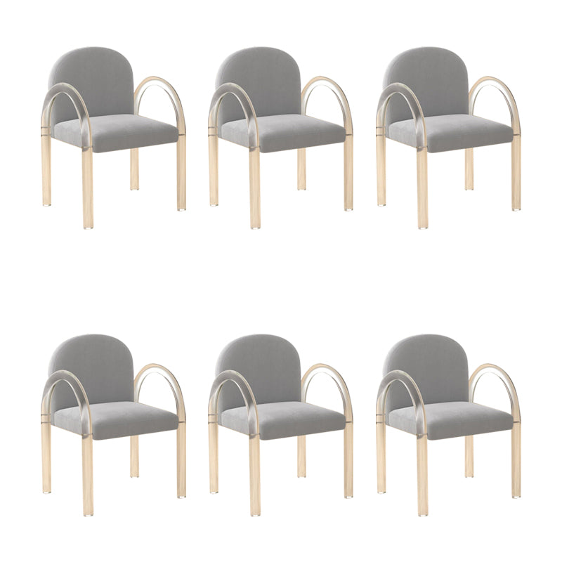 Modern Simple Arm Chair Plastic Frame Dining Chair for Dining Room Grey 6 Piece Set Clearhalo 'Dining Chairs' 'Dining Tables & Seating' 'dining_chair' 'furn' 'furn_dining_chair' 'Furniture' 'Kitchen & Dining Furniture' 7277552