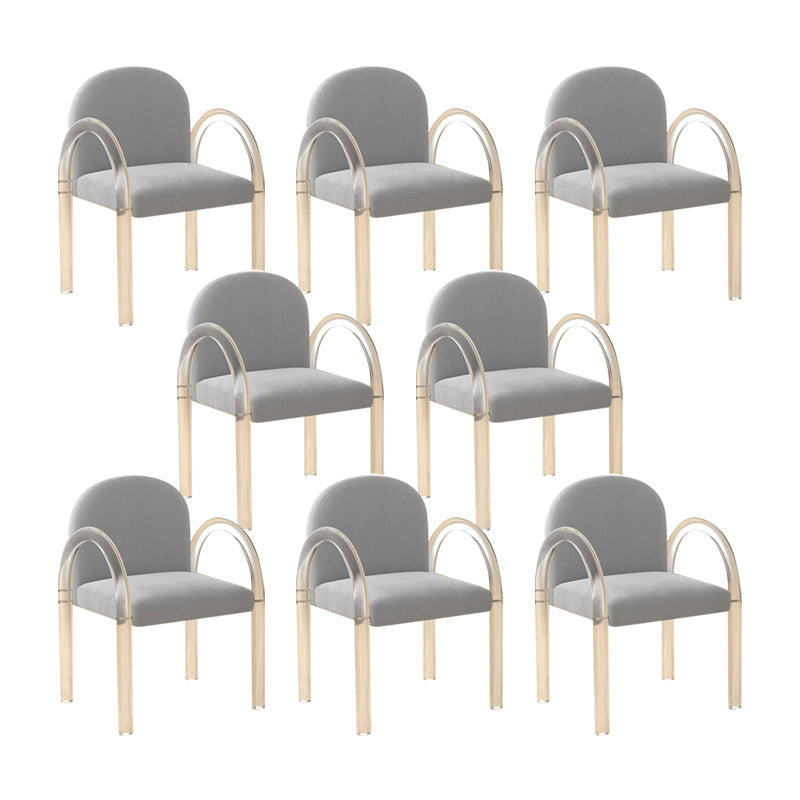 Modern Simple Arm Chair Plastic Frame Dining Chair for Dining Room Grey 8 Piece Set Clearhalo 'Dining Chairs' 'Dining Tables & Seating' 'dining_chair' 'furn' 'furn_dining_chair' 'Furniture' 'Kitchen & Dining Furniture' 7277553