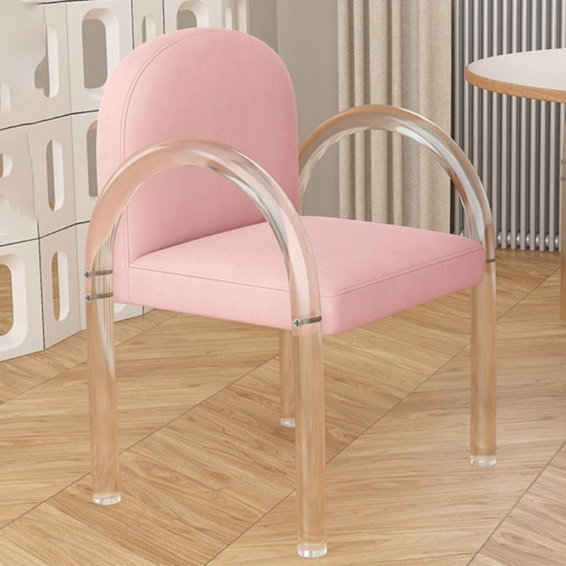 Modern Simple Arm Chair Plastic Frame Dining Chair for Dining Room Pink 1 Piece Clearhalo 'Dining Chairs' 'Dining Tables & Seating' 'dining_chair' 'furn' 'furn_dining_chair' 'Furniture' 'Kitchen & Dining Furniture' 7277556