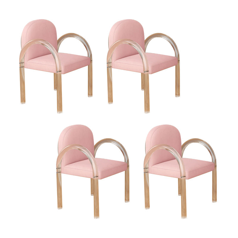 Modern Simple Arm Chair Plastic Frame Dining Chair for Dining Room Pink 4 Piece Set Clearhalo 'Dining Chairs' 'Dining Tables & Seating' 'dining_chair' 'furn' 'furn_dining_chair' 'Furniture' 'Kitchen & Dining Furniture' 7277560