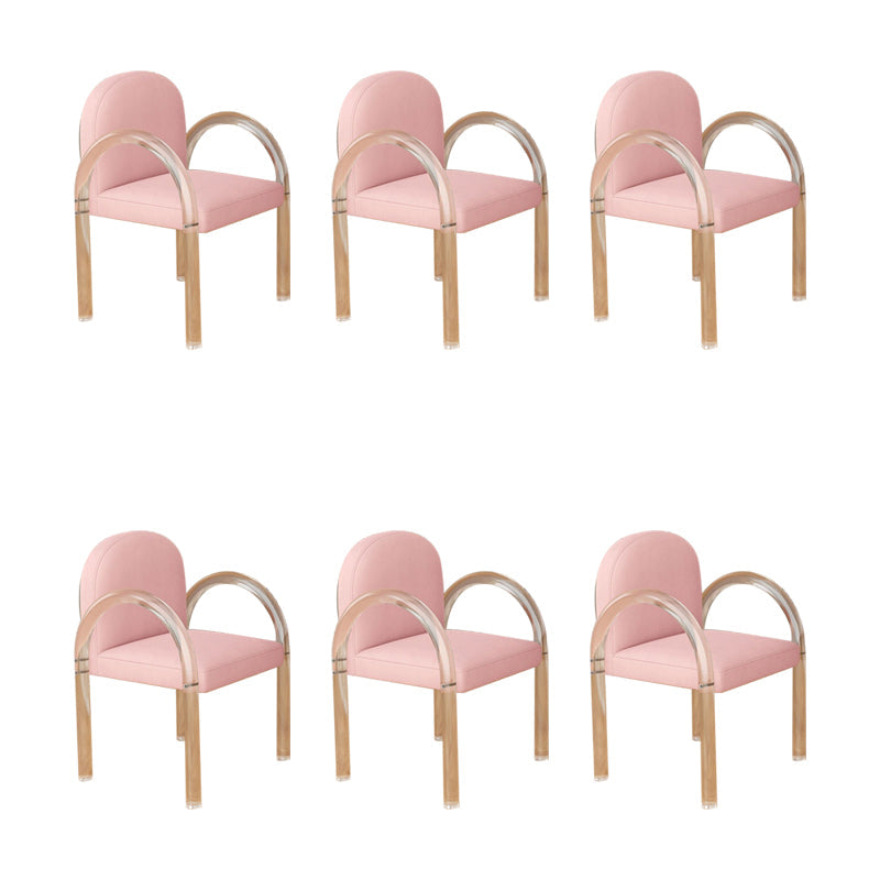 Modern Simple Arm Chair Plastic Frame Dining Chair for Dining Room Pink 6 Piece Set Clearhalo 'Dining Chairs' 'Dining Tables & Seating' 'dining_chair' 'furn' 'furn_dining_chair' 'Furniture' 'Kitchen & Dining Furniture' 7277561