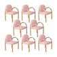 Modern Simple Arm Chair Plastic Frame Dining Chair for Dining Room Pink 8 Piece Set Clearhalo 'Dining Chairs' 'Dining Tables & Seating' 'dining_chair' 'furn' 'furn_dining_chair' 'Furniture' 'Kitchen & Dining Furniture' 7277564