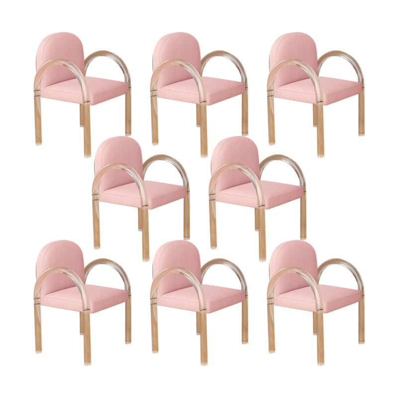 Modern Simple Arm Chair Plastic Frame Dining Chair for Dining Room Pink 8 Piece Set Clearhalo 'Dining Chairs' 'Dining Tables & Seating' 'dining_chair' 'furn' 'furn_dining_chair' 'Furniture' 'Kitchen & Dining Furniture' 7277564