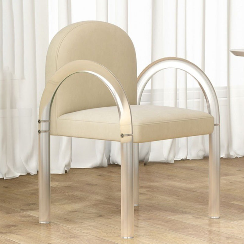 Modern Simple Arm Chair Plastic Frame Dining Chair for Dining Room Beige 1 Piece Clearhalo 'Dining Chairs' 'Dining Tables & Seating' 'dining_chair' 'furn' 'furn_dining_chair' 'Furniture' 'Kitchen & Dining Furniture' 7277565