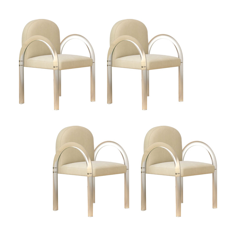 Modern Simple Arm Chair Plastic Frame Dining Chair for Dining Room Beige 4 Piece Set Clearhalo 'Dining Chairs' 'Dining Tables & Seating' 'dining_chair' 'furn' 'furn_dining_chair' 'Furniture' 'Kitchen & Dining Furniture' 7277567